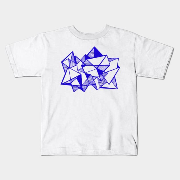 Geometric triangle minimal blue Kids T-Shirt by carolsalazar